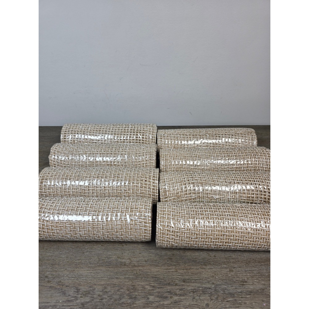 Lot of Eight (8) Rolls of Soft Poly Mesh Natural Beige and White Woven Style